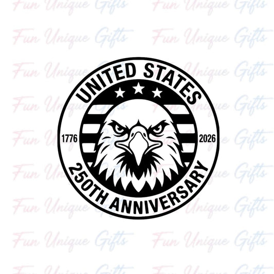 USA 250 Anniversary Vinyl Decal Sticker -Multiple Colors & Sizes-
