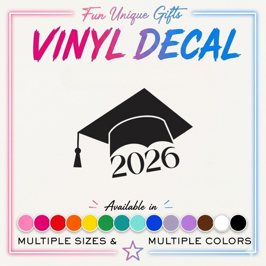Graduation Cap 2026 Vinyl Decal Sticker -Multiple Colors & Sizes-