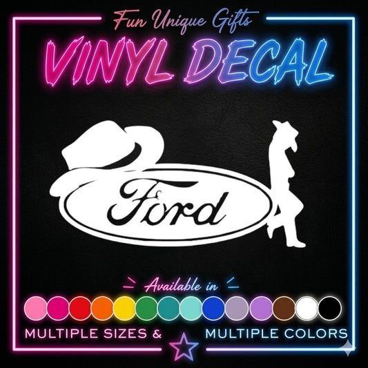 Cowboy Ford Vinyl Decal Sticker -Multiple Colors & Sizes-