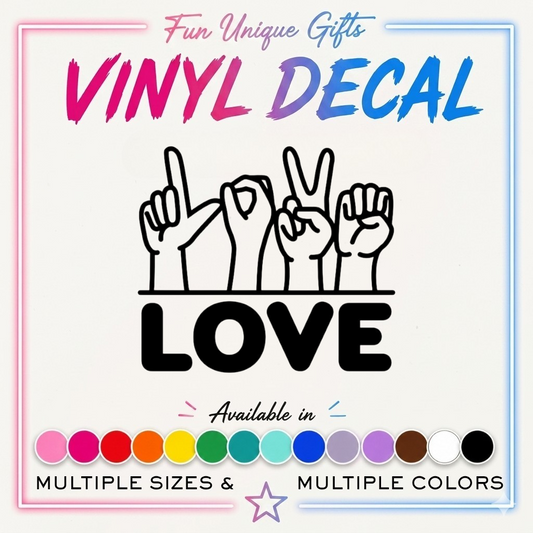 Love Sign Language Vinyl Decal Sticker -Multiple Colors & Sizes-