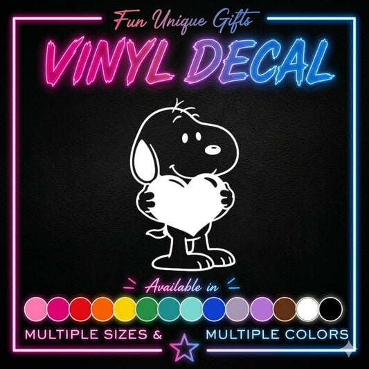 Snoopy Heart Vinyl Decal Sticker -Multiple Colors & Sizes-