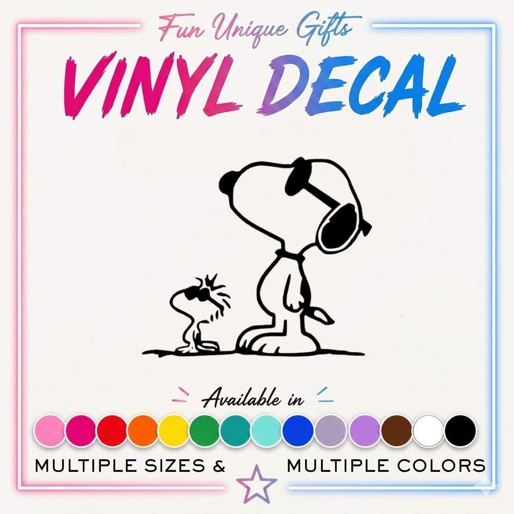 Snoopy & Woodstock Vinyl Decal Sticker -Multiple Colors & Sizes-
