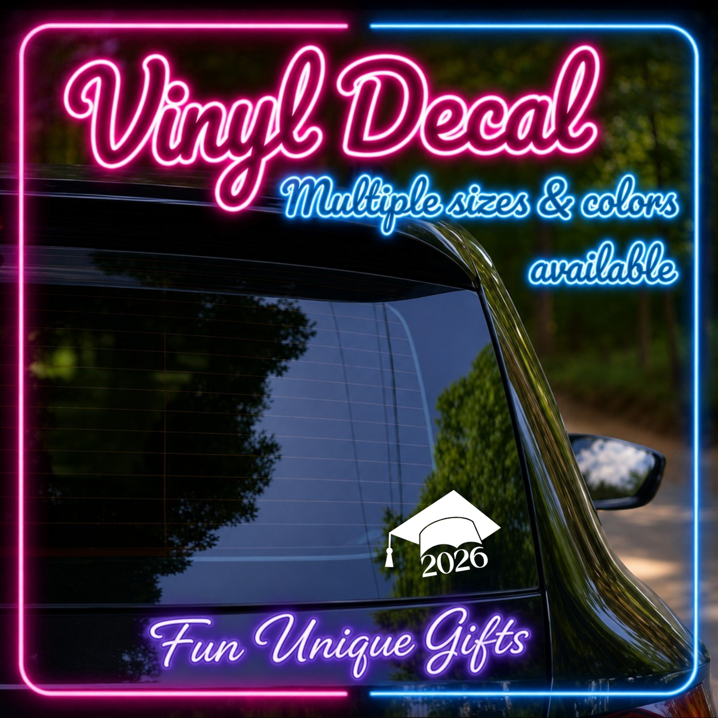 Graduation Cap 2026 Vinyl Decal Sticker -Multiple Colors & Sizes-