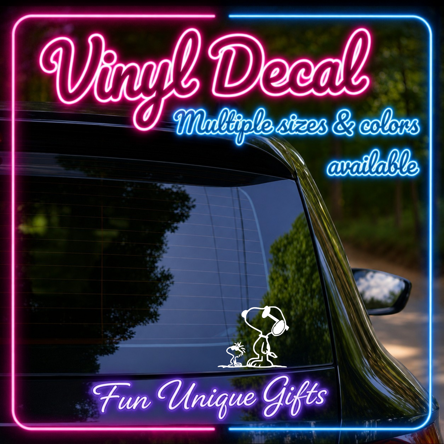 Snoopy & Woodstock Vinyl Decal Sticker -Multiple Colors & Sizes-