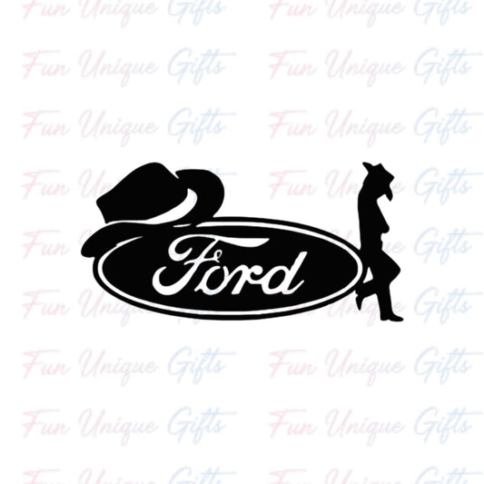 Cowboy Ford Vinyl Decal Sticker -Multiple Colors & Sizes-