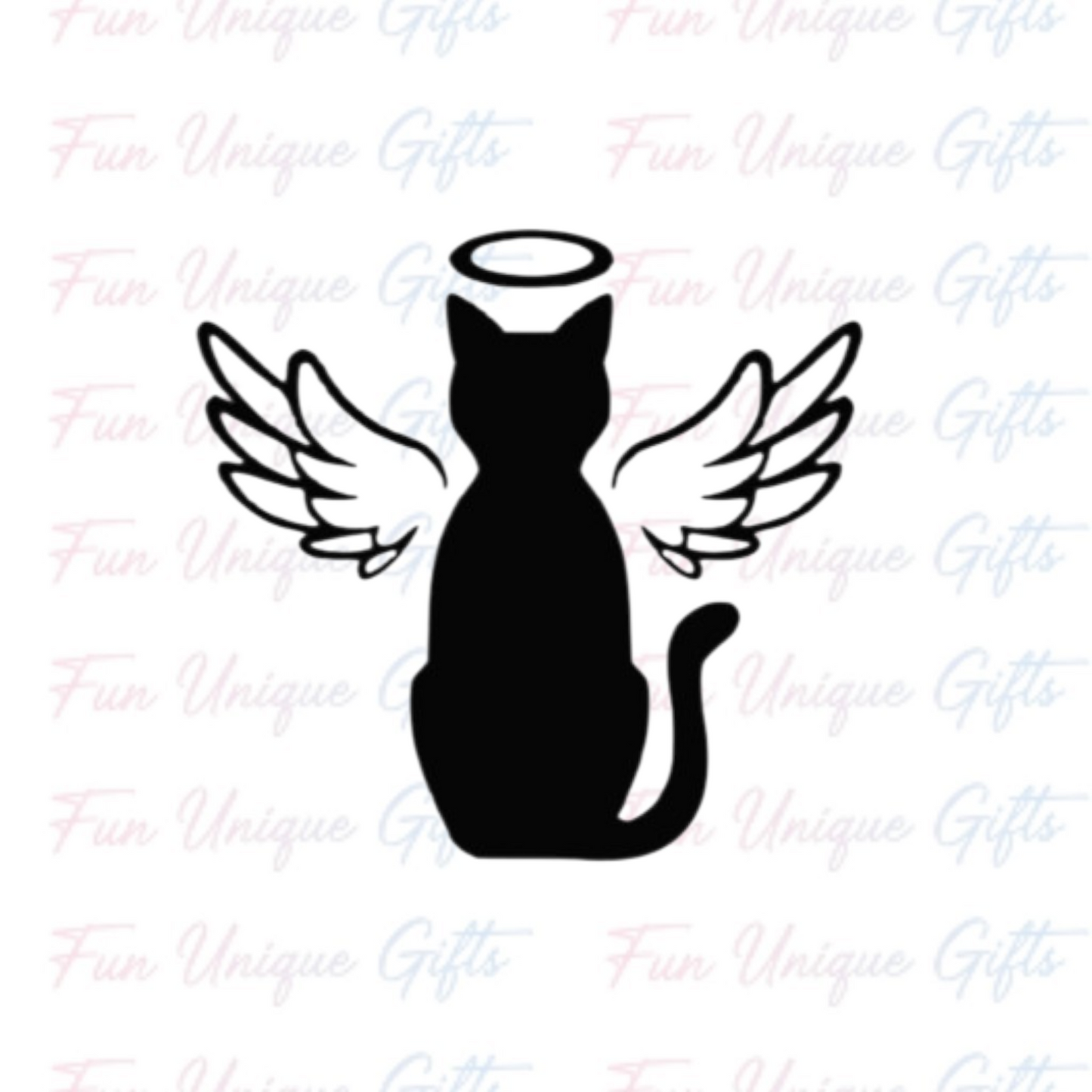 Angel Cat Memorial Vinyl Decal Sticker -Multiple Colors & Sizes-